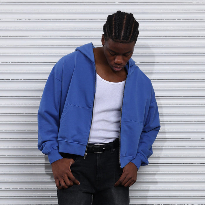 The Mercer Crop Zip II Jay Blue