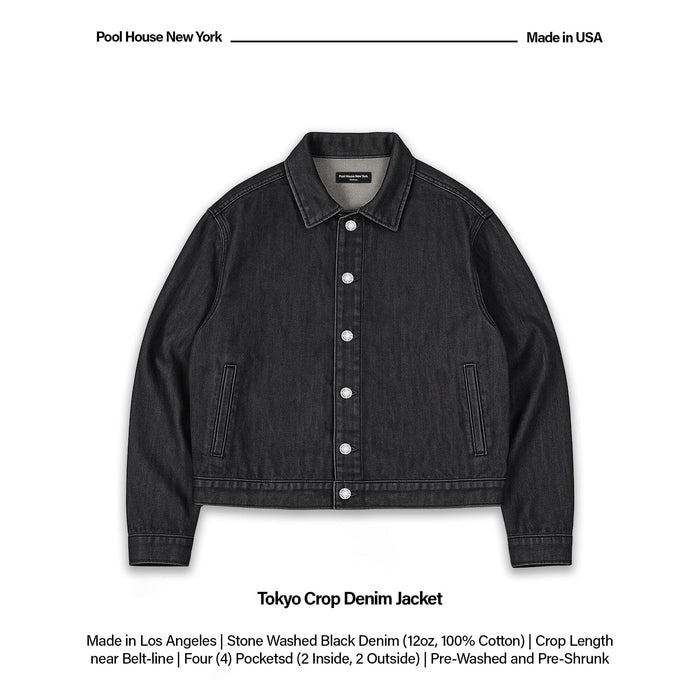 The Tokyo Crop Denim Jacket Antique Black