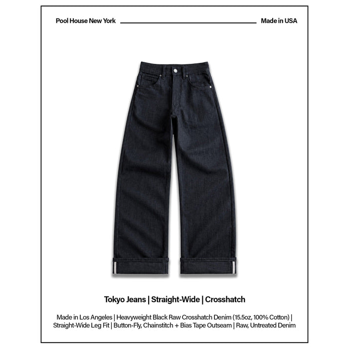 Tokyo Jeans | Straight-Wide | Crosshatch Raw Black | Crosshatch