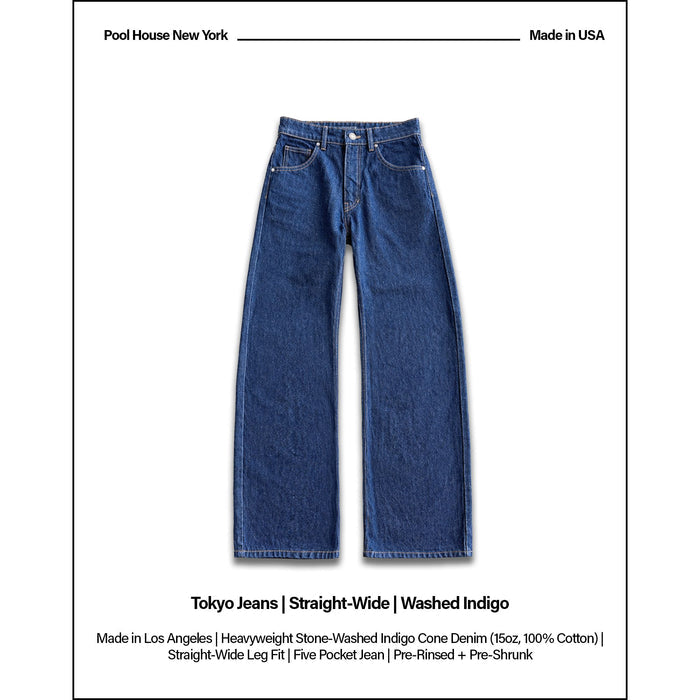 Tokyo Dad Jeans | Straight-Wide Leg Washed Indigo