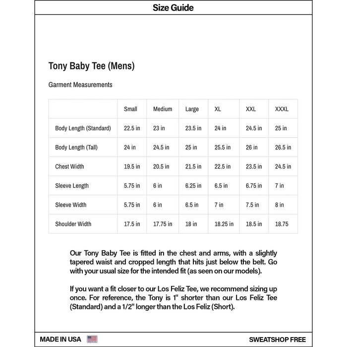 Tony Baby Tee | Mens T-Shirt Ash Black