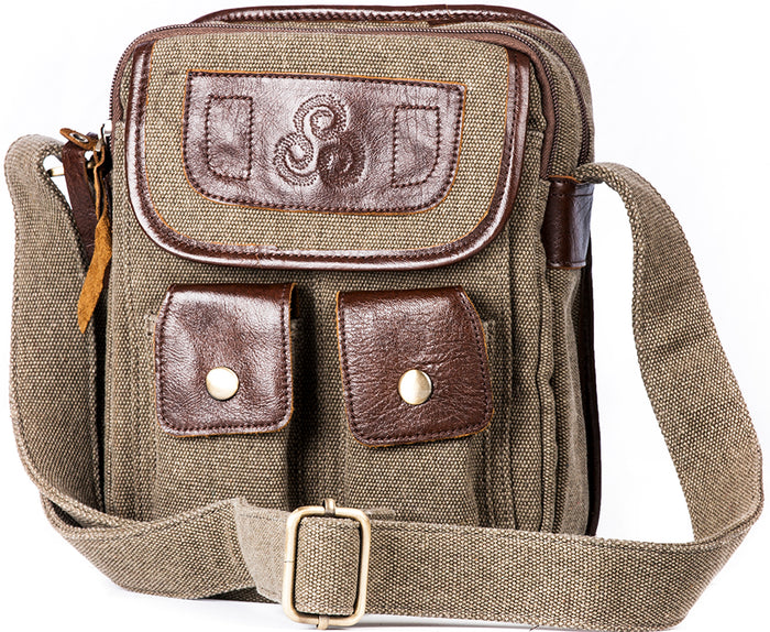 Traditional Tweed & Leather Double Pocket Bag