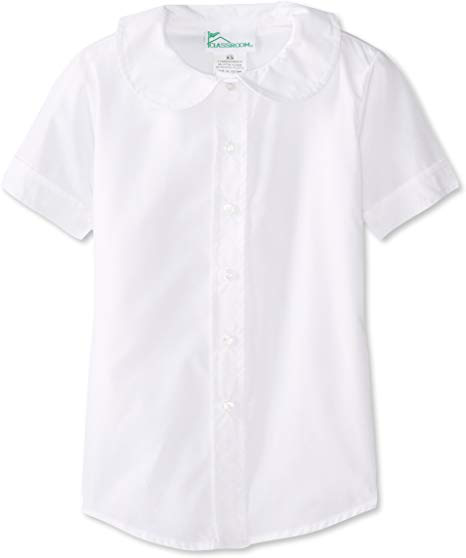 WHITE  SHORT SLEEVE PETER PAN BLOUSE K-2 ONLY