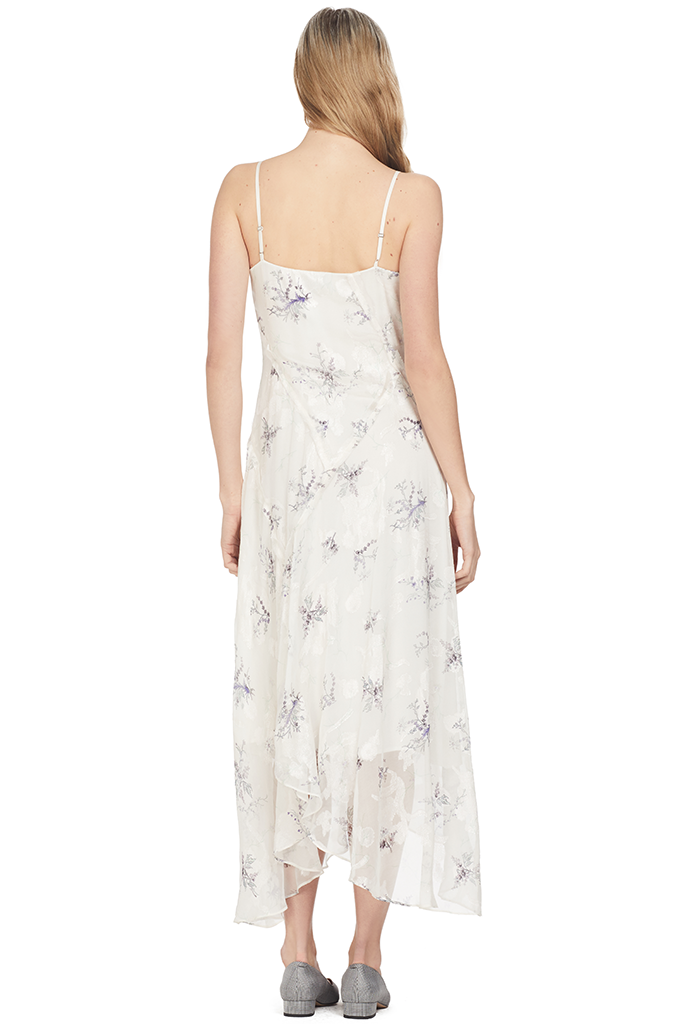 Winter Floral Clip Jacquard Vneck Dress