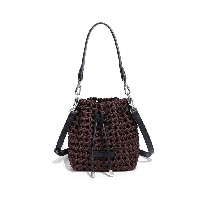 Woven Drawstring Bucket Bag – BRONZE