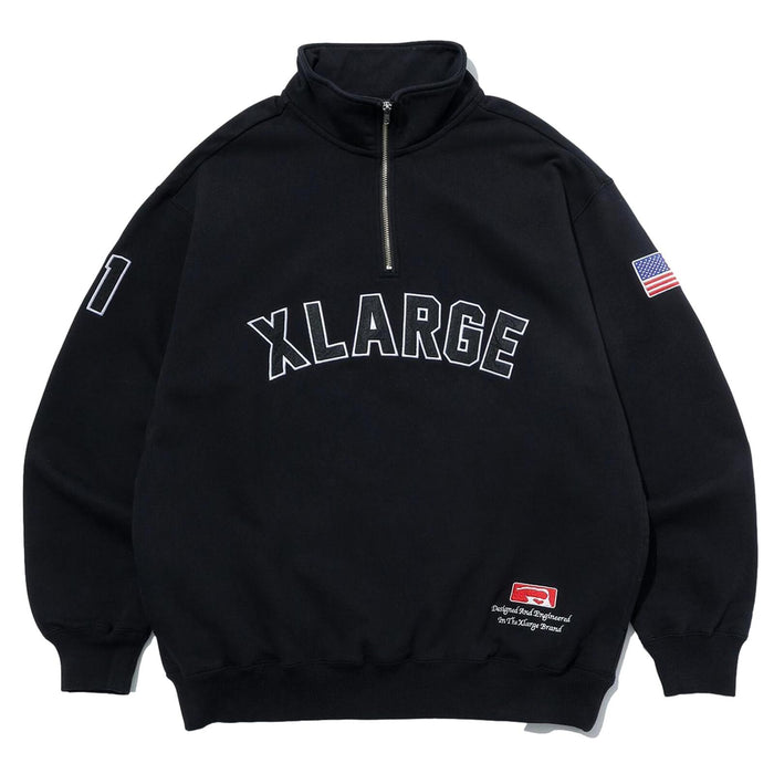 X large arch logo half zip black,