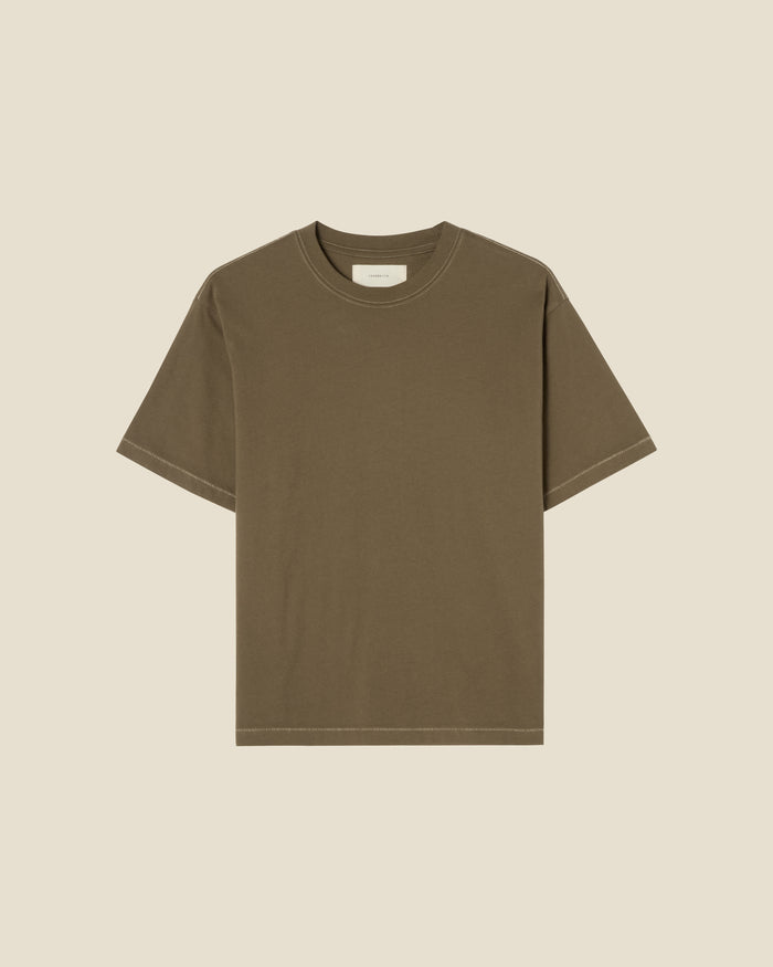 Zaza Khaki Green flat (beige background)